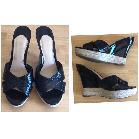 Gianni Bini Shoes - GIANNI BINI black wedge open-toe heels